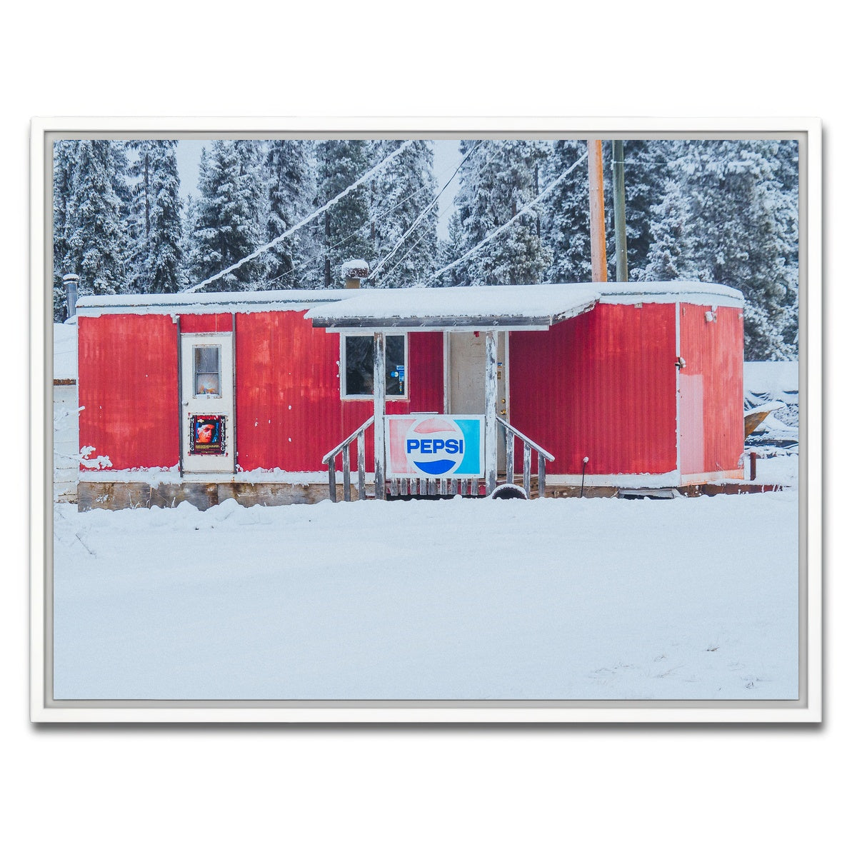 AUTO-MOCKUP WHITE | The Old Red Trailer | 1 Piece | White Framed Canvas | group=4x3