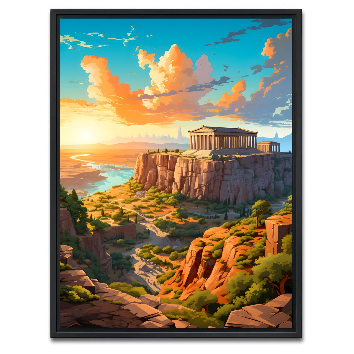 AUTO-MOCKUP WHITE | The Parthenon - Athens | 1 Piece | Black Framed Canvas | group=3x4