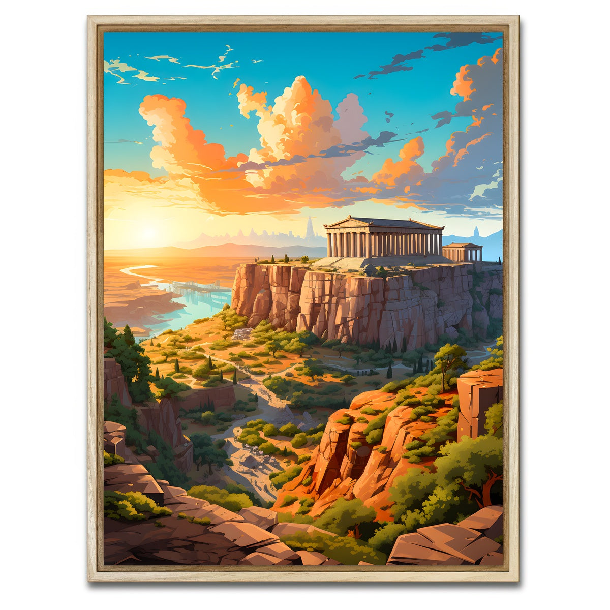 AUTO-MOCKUP WHITE | The Parthenon - Athens | 1 Piece | Natural Framed Canvas | group=3x4