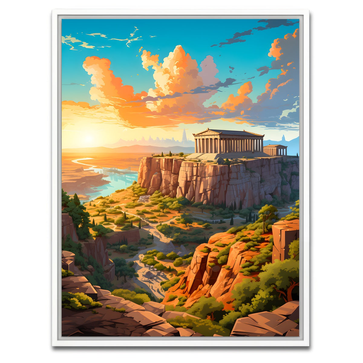 AUTO-MOCKUP WHITE | The Parthenon - Athens | 1 Piece | White Framed Canvas | group=3x4