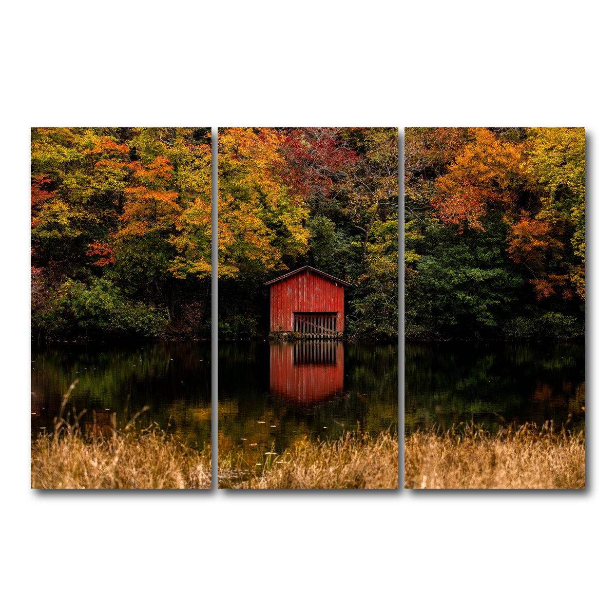 AUTO-MOCKUP WHITE | The Red Boat House | 3 Piece | Gallery Wrap Canvas | group=12x24