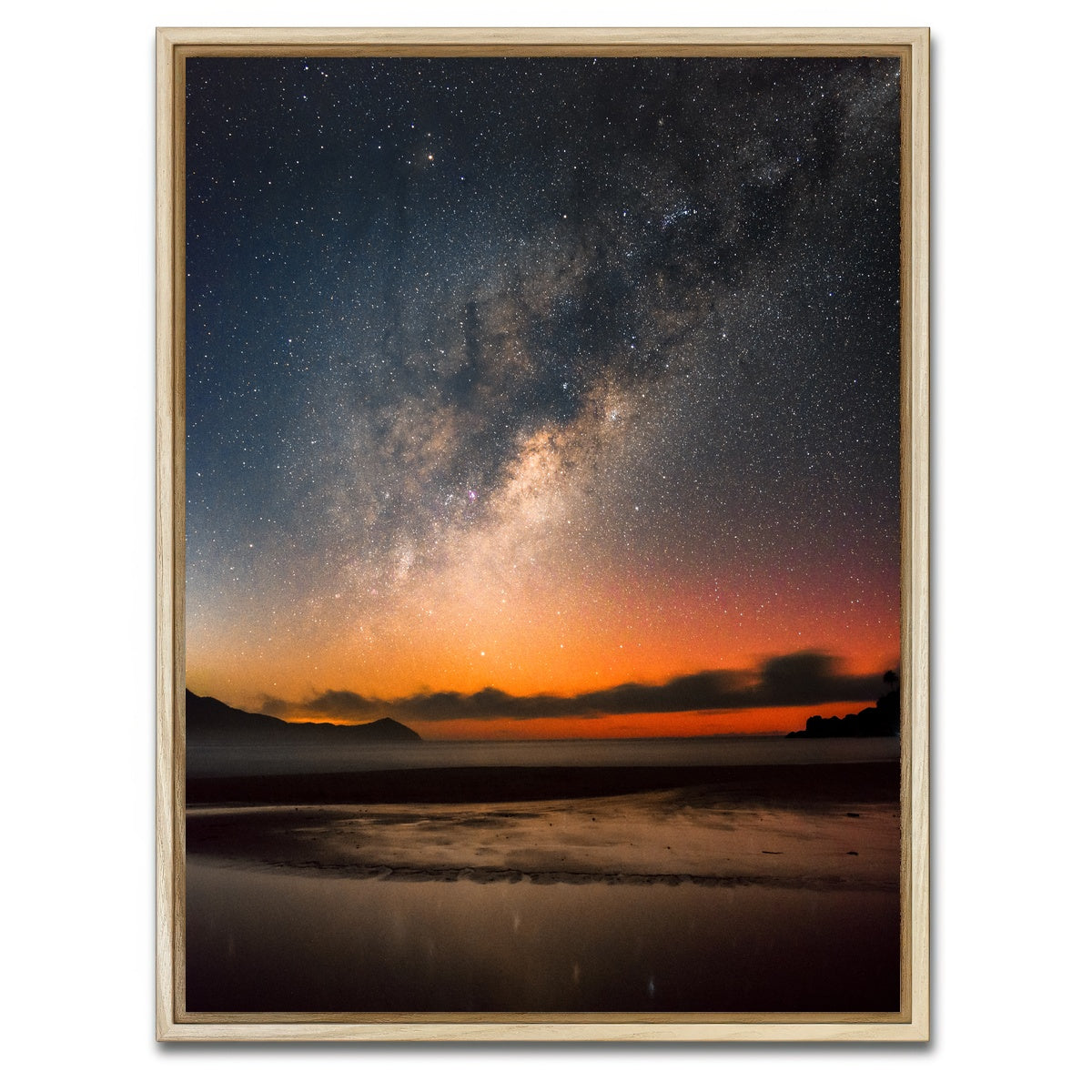 AUTO-MOCKUP WHITE | The Sea & Milky Way | 1 Piece | Natural Framed Canvas | group=3x4
