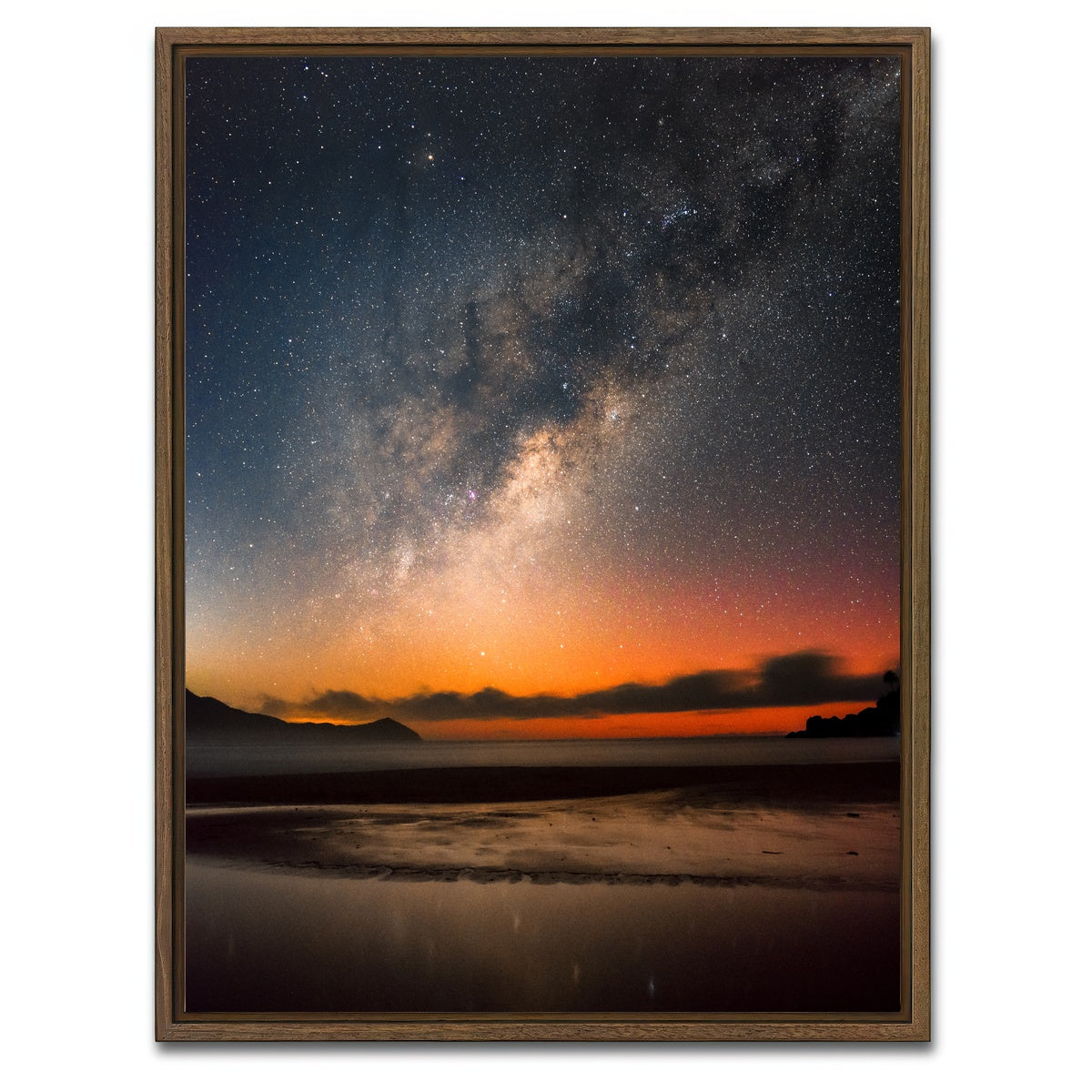 AUTO-MOCKUP WHITE | The Sea & Milky Way | 1 Piece | Walnut Framed Canvas | group=3x4