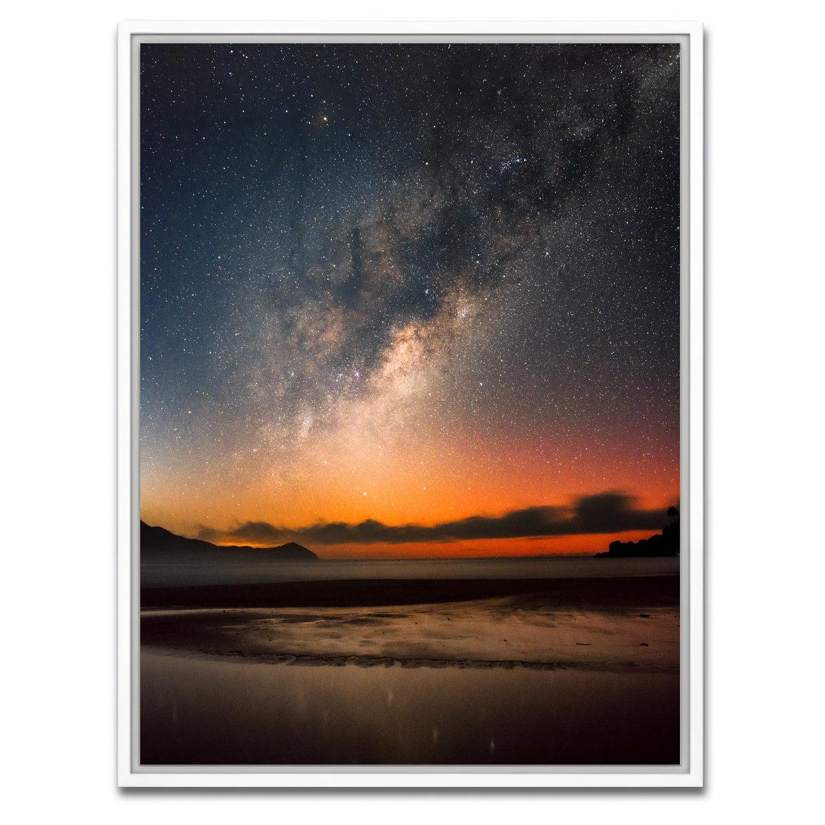 AUTO-MOCKUP WHITE | The Sea & Milky Way | 1 Piece | White Framed Canvas | group=3x4