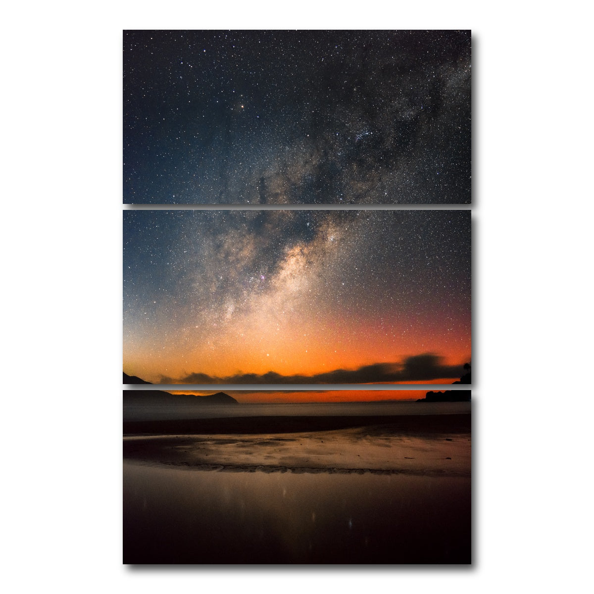 AUTO-MOCKUP WHITE | The Sea & Milky Way | 3 Piece | Gallery Wrap Canvas | group=12x24_stacked