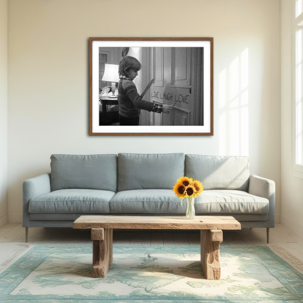 AUTO-MOCKUP ROOM | The Shining - Live Laugh Love Grayscale Wall Art