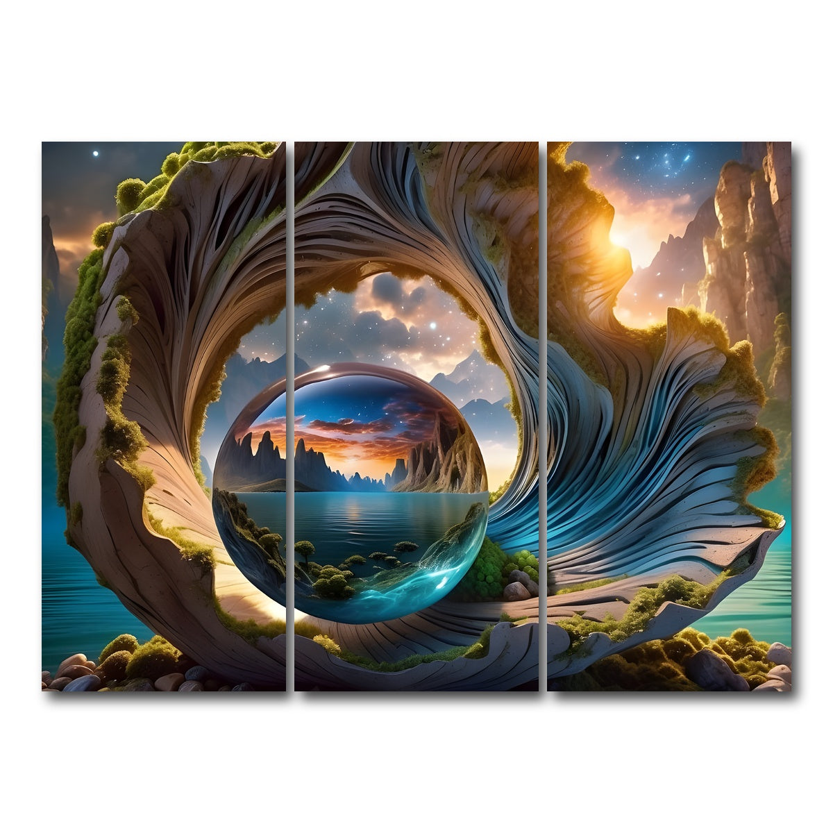 AUTO-MOCKUP WHITE | The Timeless Beauty of Nature's Seashells | 3 Piece | Gallery Wrap Canvas | group=8x18