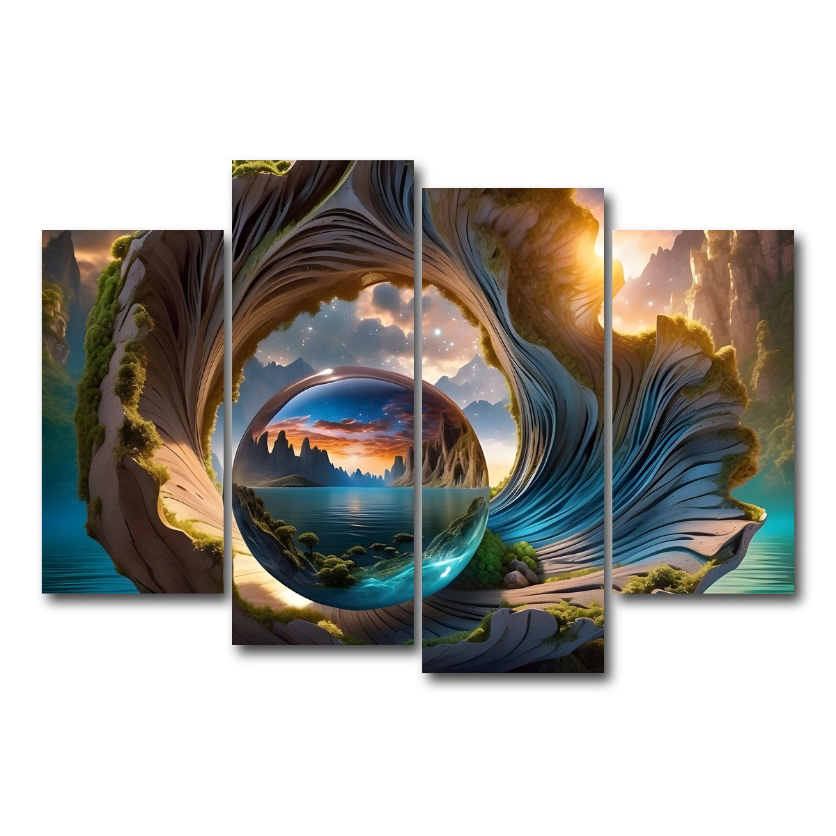 AUTO-MOCKUP WHITE | The Timeless Beauty of Nature's Seashells | 4 Piece | Gallery Wrap Canvas | group=4_short