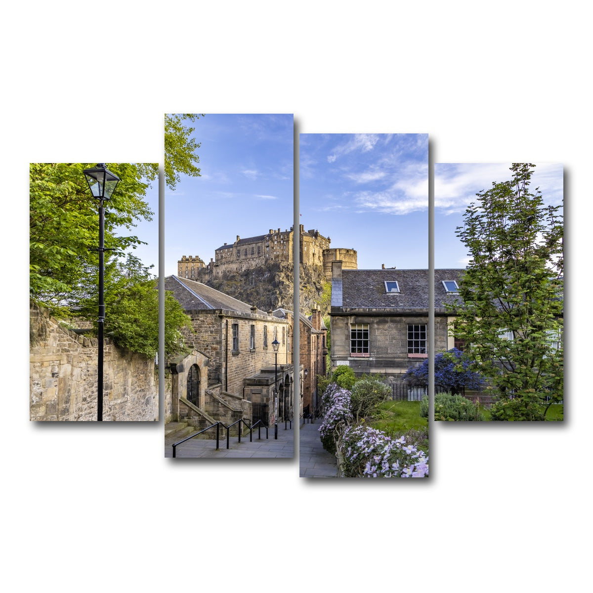 AUTO-MOCKUP WHITE | The Vennel in Edinburgh | 4 Piece | Gallery Wrap Canvas | group=4_short