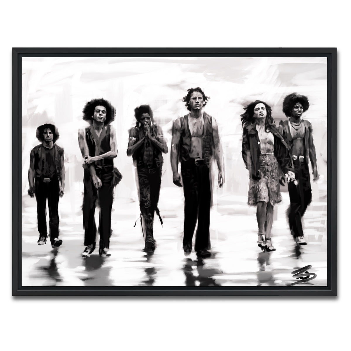 AUTO-MOCKUP WHITE | The Warriors Sketch | 1 Piece | Black Framed Canvas | group=4x3