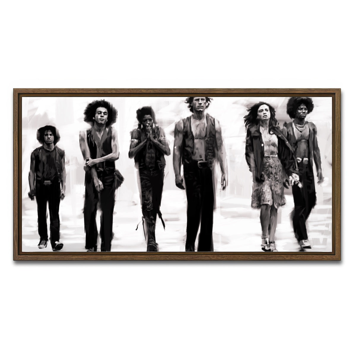 AUTO-MOCKUP WHITE | The Warriors Sketch | 1 Piece | Walnut Framed Canvas | group=2x1