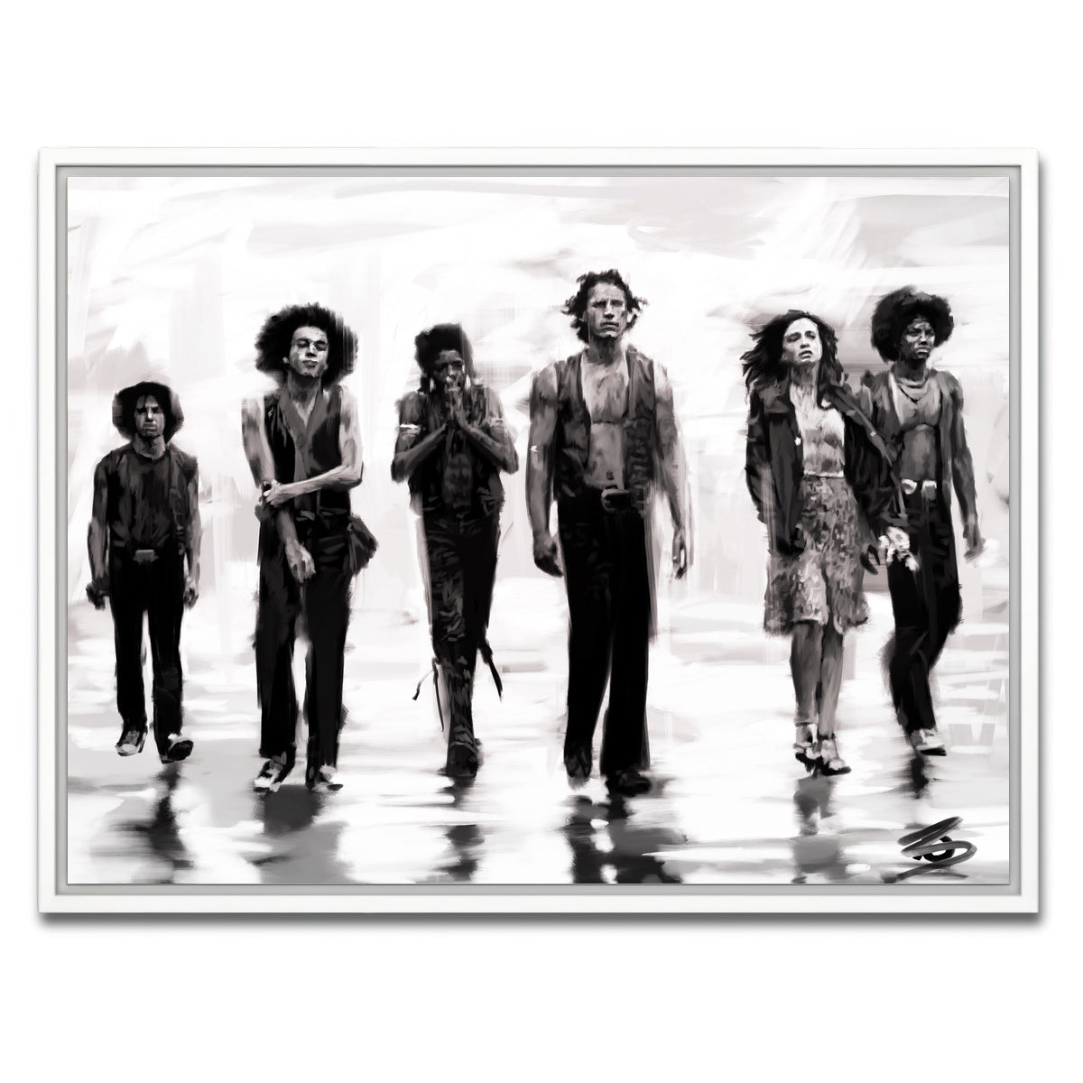 AUTO-MOCKUP WHITE | The Warriors Sketch | 1 Piece | White Framed Canvas | group=4x3