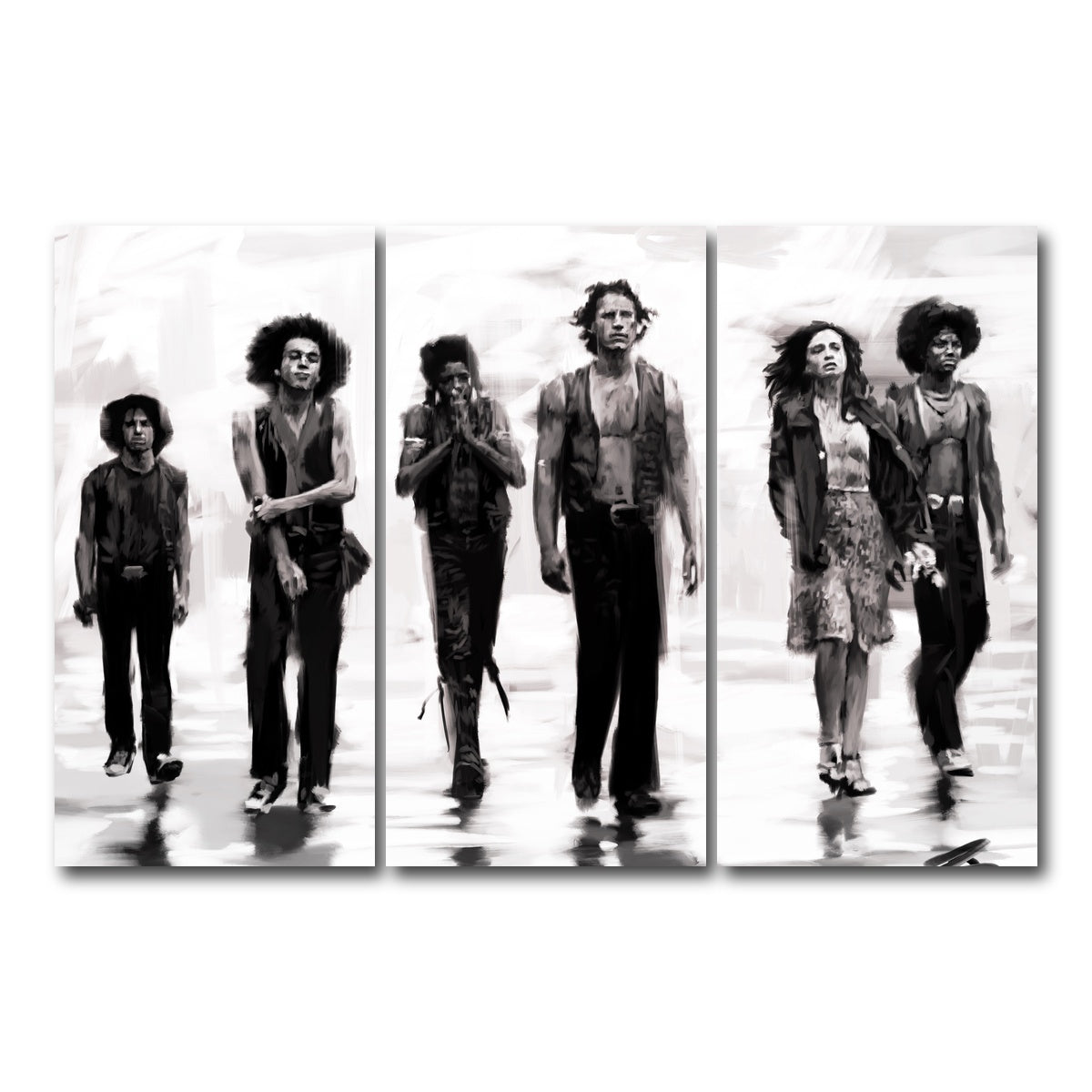 AUTO-MOCKUP WHITE | The Warriors Sketch | 3 Piece | Gallery Wrap Canvas | group=12x24