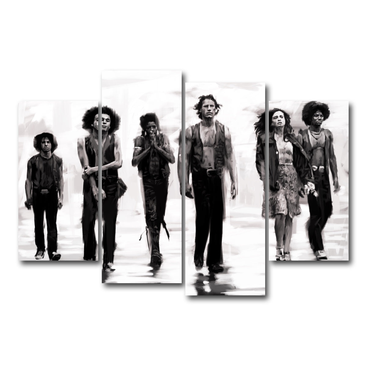 AUTO-MOCKUP WHITE | The Warriors Sketch | 4 Piece | Gallery Wrap Canvas | group=4_short