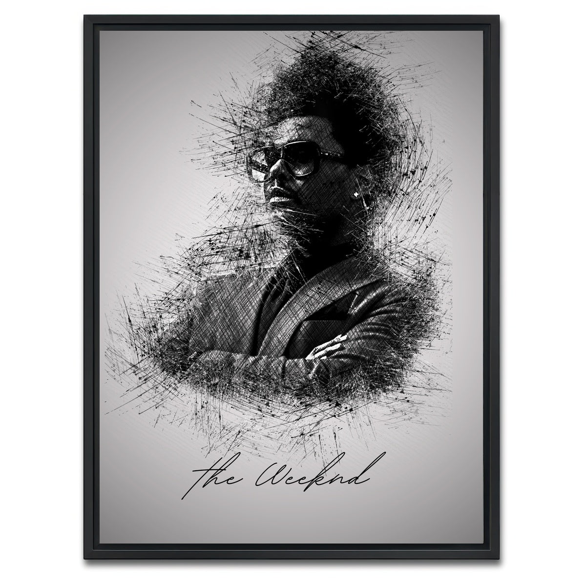 AUTO-MOCKUP WHITE | The Weeknd Sketch | 1 Piece | Black Framed Canvas | group=3x4
