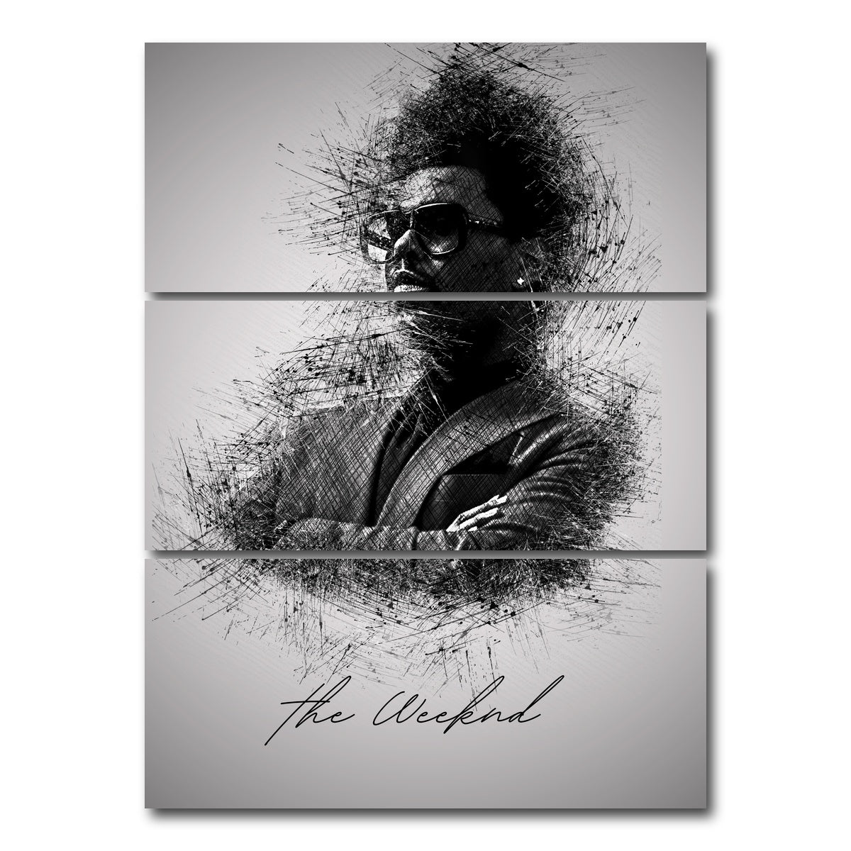 AUTO-MOCKUP WHITE | The Weeknd Sketch | 3 Piece | Gallery Wrap Canvas | group=8x18_stacked