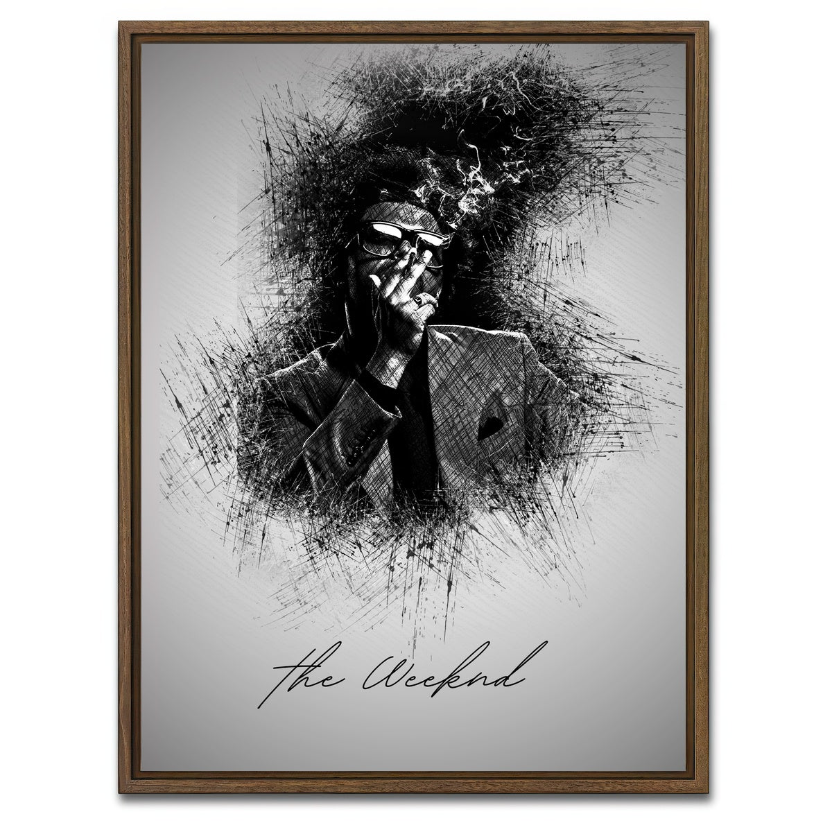 AUTO-MOCKUP WHITE | The Weeknd Smoke | 1 Piece | Walnut Framed Canvas | group=3x4