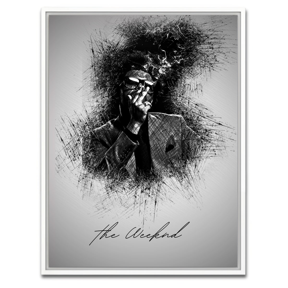 AUTO-MOCKUP WHITE | The Weeknd Smoke | 1 Piece | White Framed Canvas | group=3x4