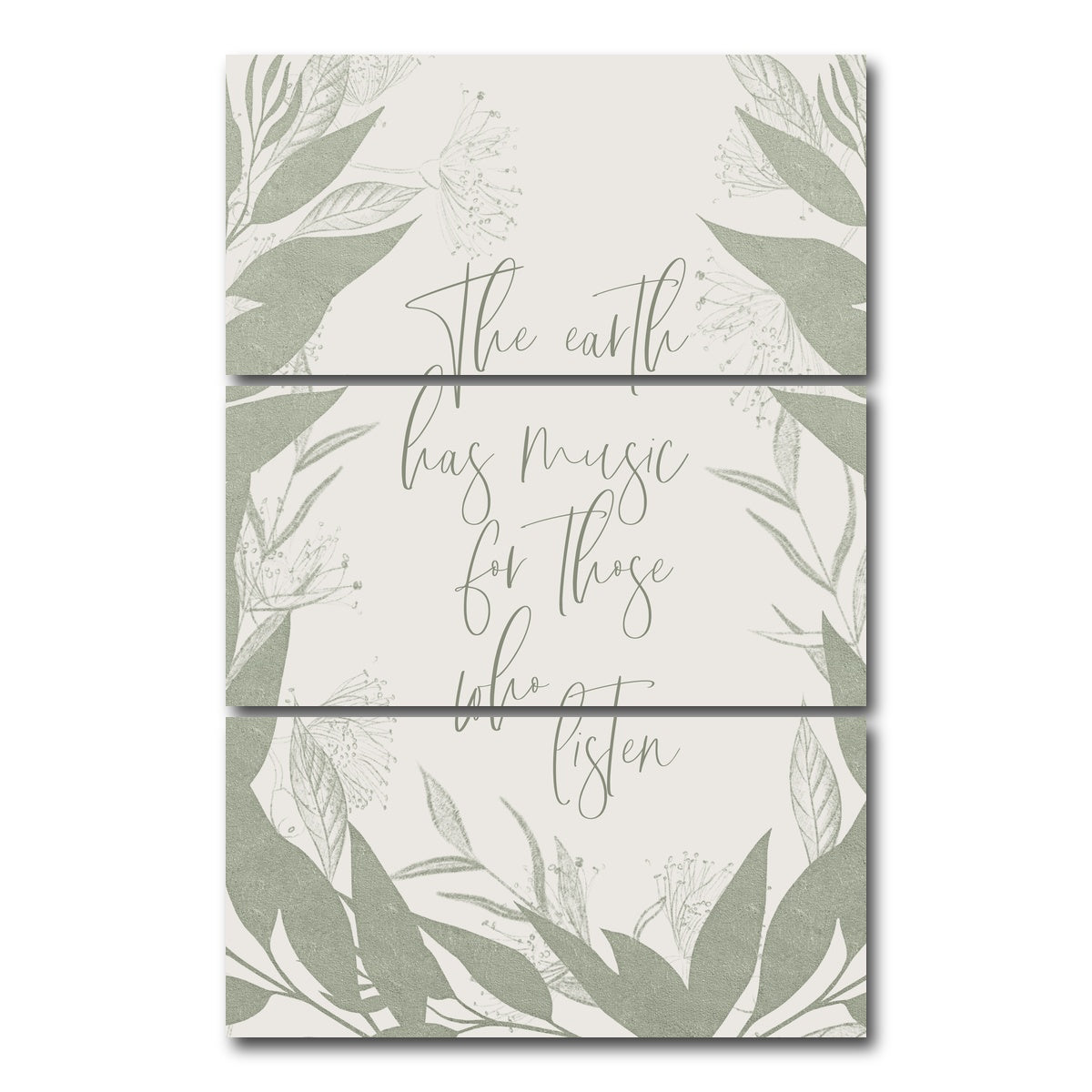 AUTO-MOCKUP WHITE | The earth has music for those who listen | 3 Piece | Gallery Wrap Canvas | group=12x24_stacked