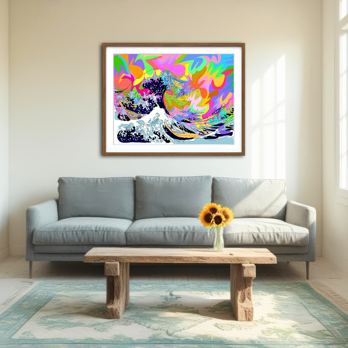 AUTO-MOCKUP ROOM | The Great Wave Wall Art