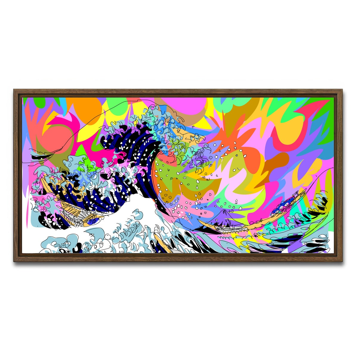 AUTO-MOCKUP WHITE | The great wave | 1 Piece | Walnut Framed Canvas | group=2x1