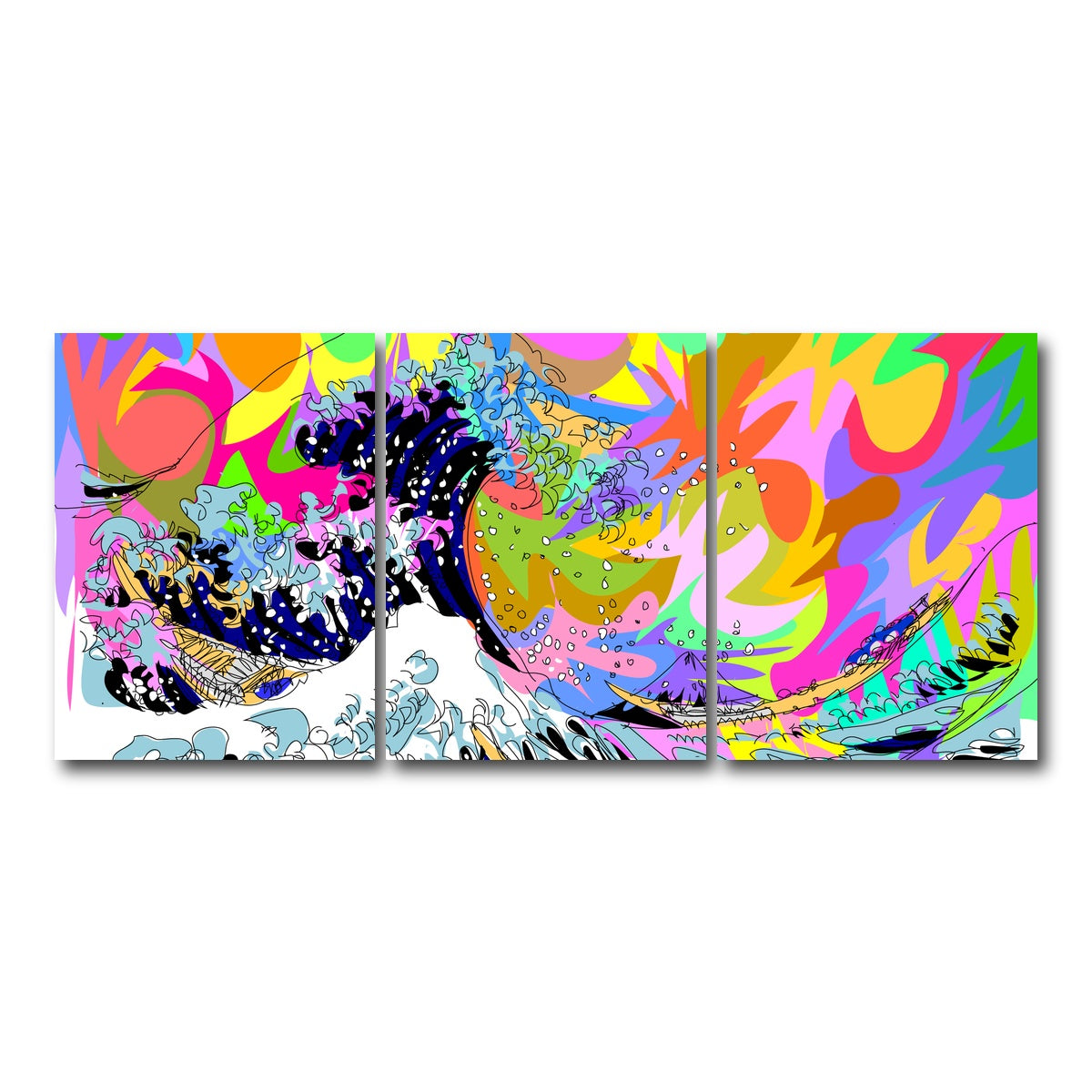 AUTO-MOCKUP WHITE | The great wave | 3 Piece | Gallery Wrap Canvas | group=18x24