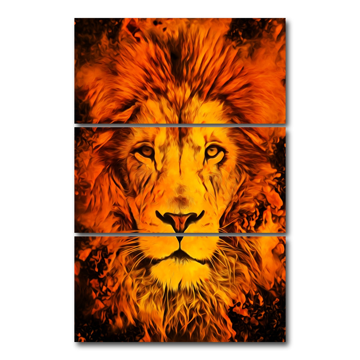 AUTO-MOCKUP WHITE | The lion | 3 Piece | Gallery Wrap Canvas | group=12x24_stacked