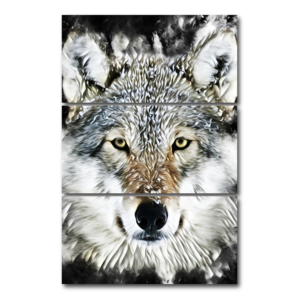 AUTO-MOCKUP WHITE | The wolf | 3 Piece | Gallery Wrap Canvas | group=12x24_stacked