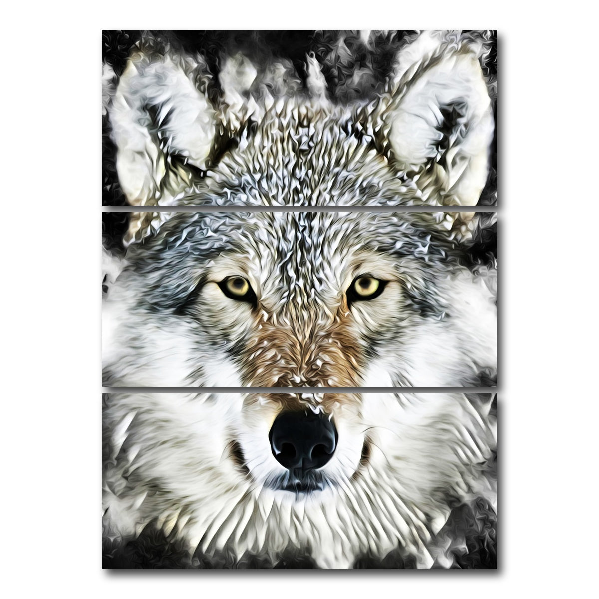 AUTO-MOCKUP WHITE | The wolf | 3 Piece | Gallery Wrap Canvas | group=8x18_stacked
