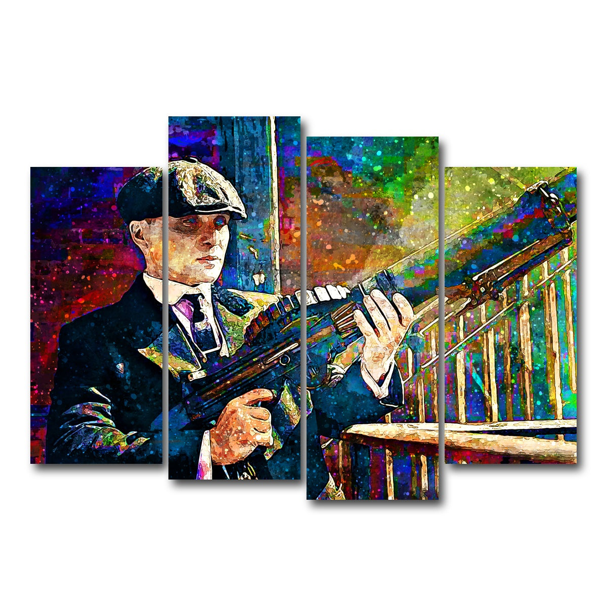 AUTO-MOCKUP WHITE | Thomas Shelby - Lewis Gun | 4 Piece | Gallery Wrap Canvas | group=4_normal