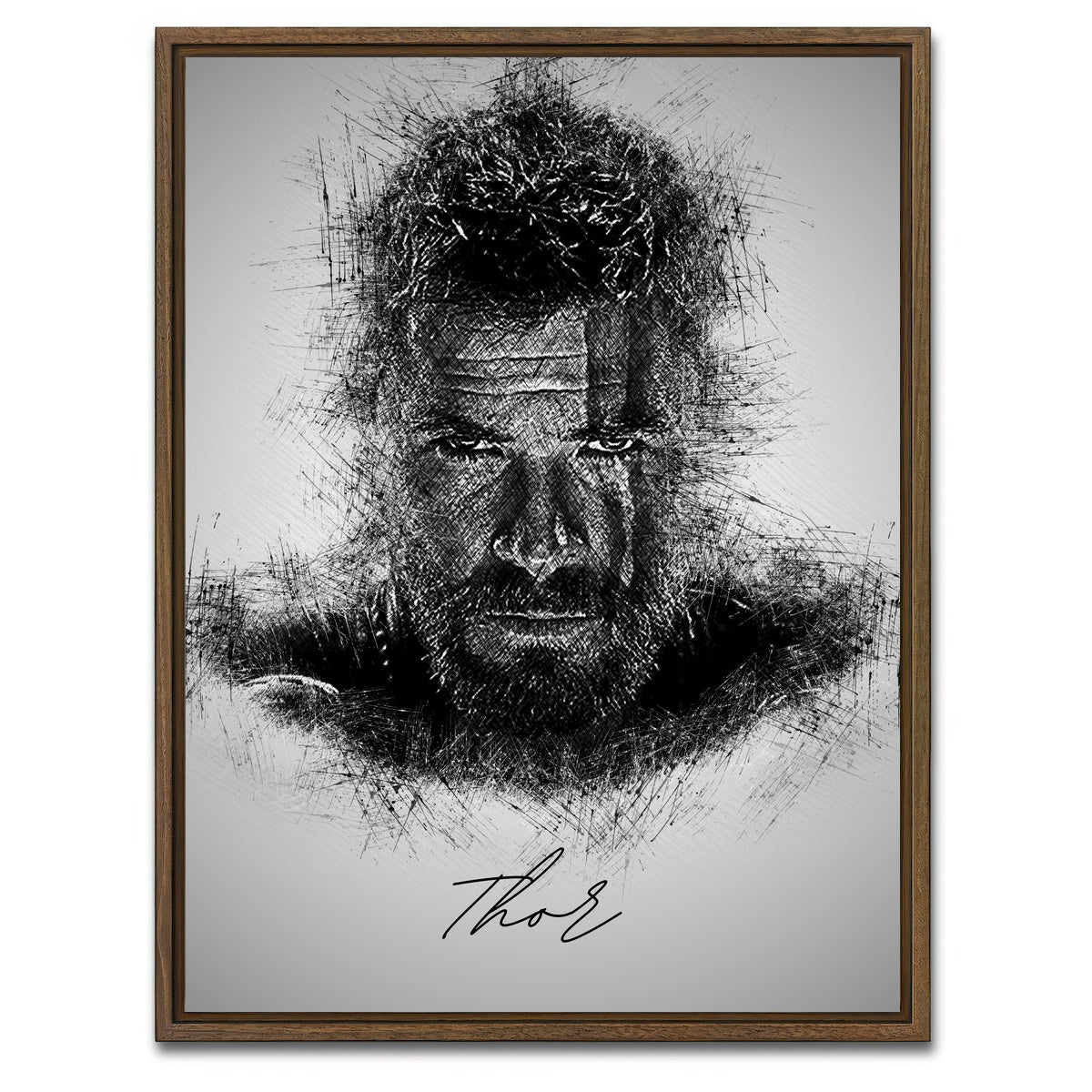 AUTO-MOCKUP WHITE | Thor Head | 1 Piece | Walnut Framed Canvas | group=3x4