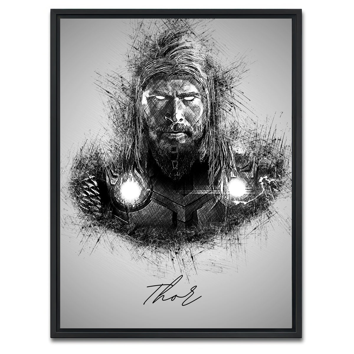 AUTO-MOCKUP WHITE | Thor Sketch | 1 Piece | Black Framed Canvas | group=3x4
