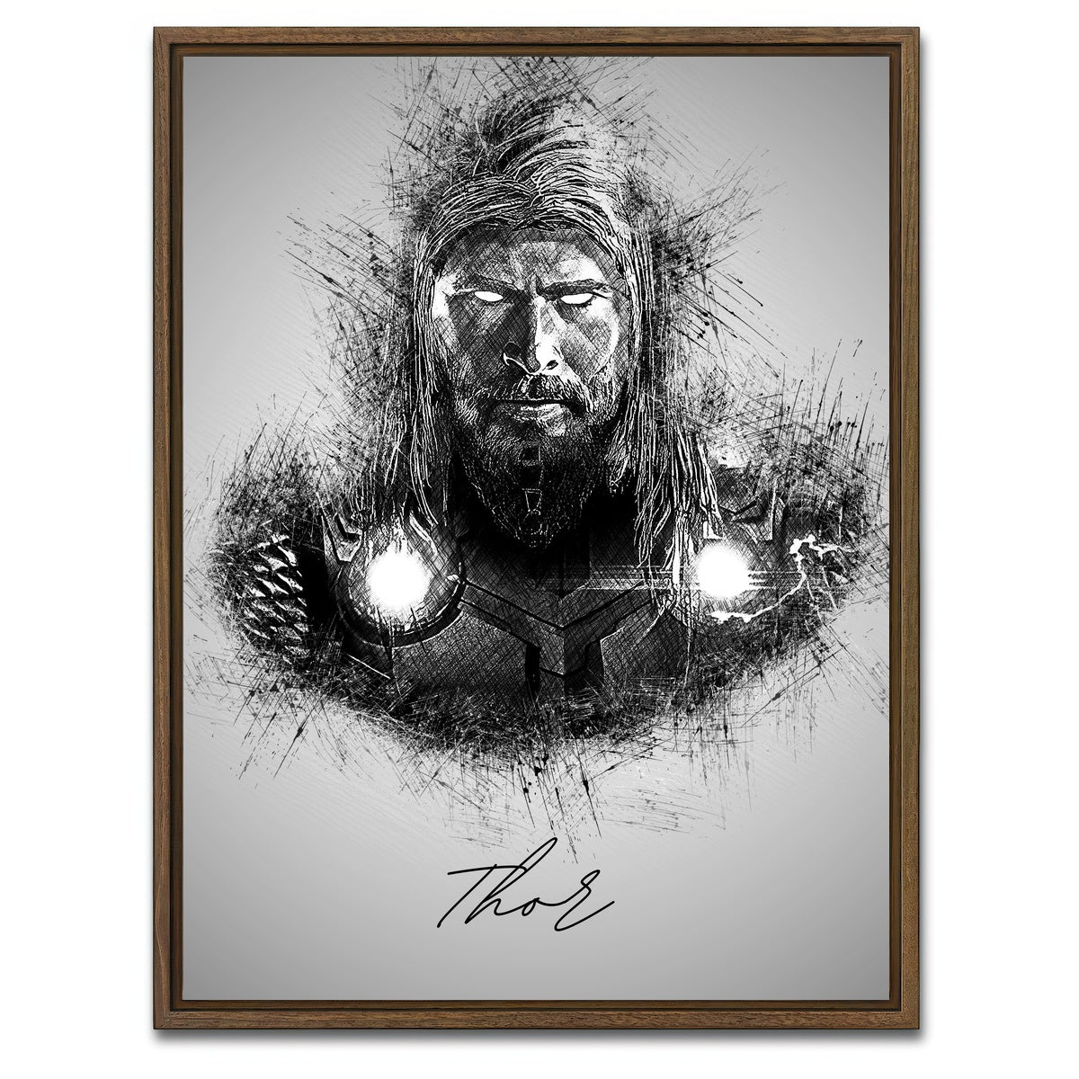 AUTO-MOCKUP WHITE | Thor Sketch | 1 Piece | Walnut Framed Canvas | group=3x4