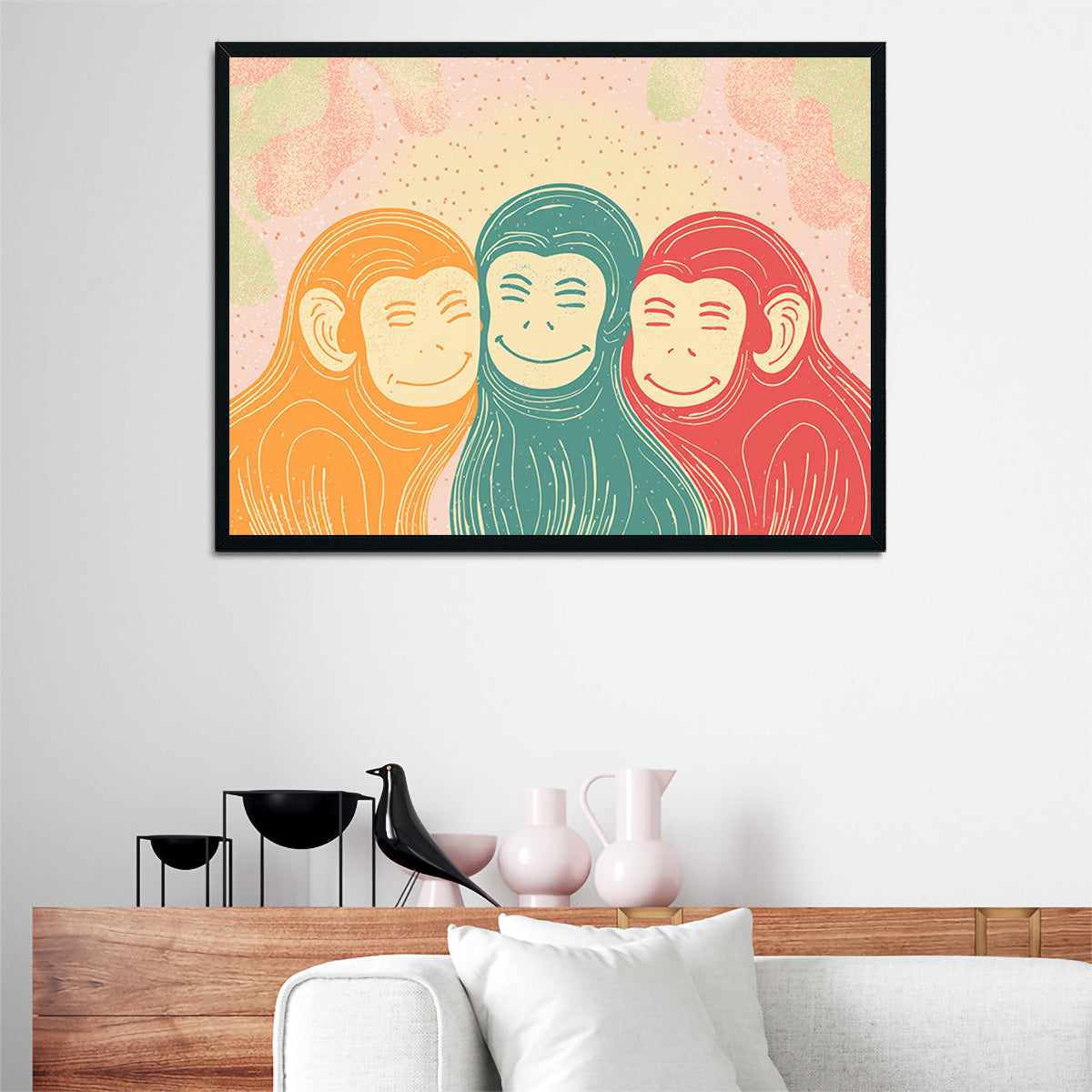 Three Monkeys Art Print Wall Art