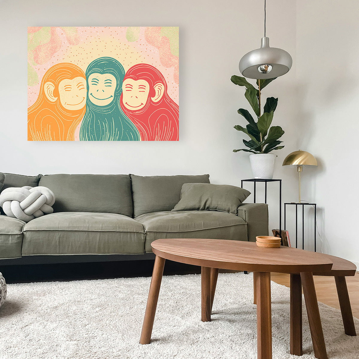 Three Monkeys Art Print Wall Art