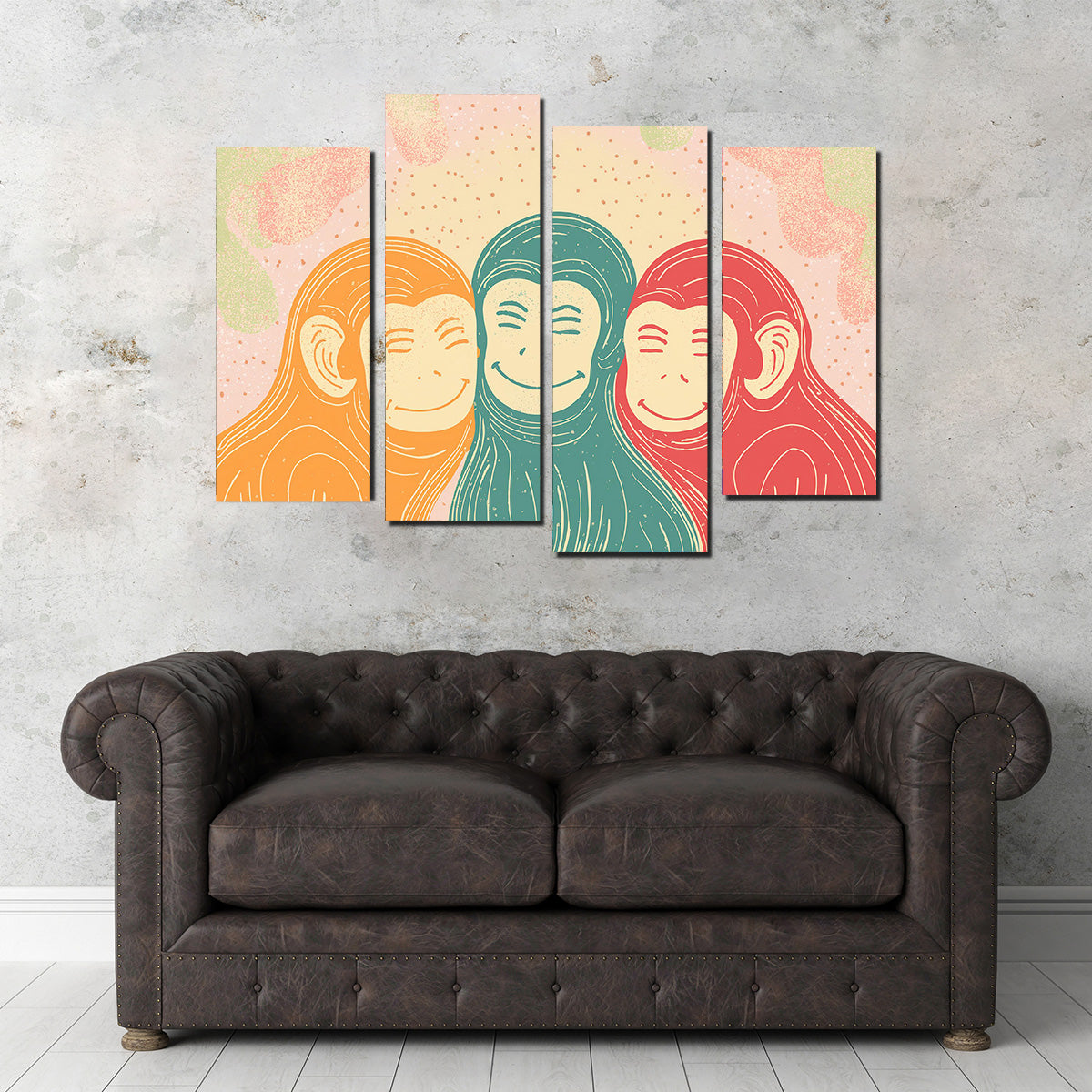 Three Monkeys Art Print Wall Art