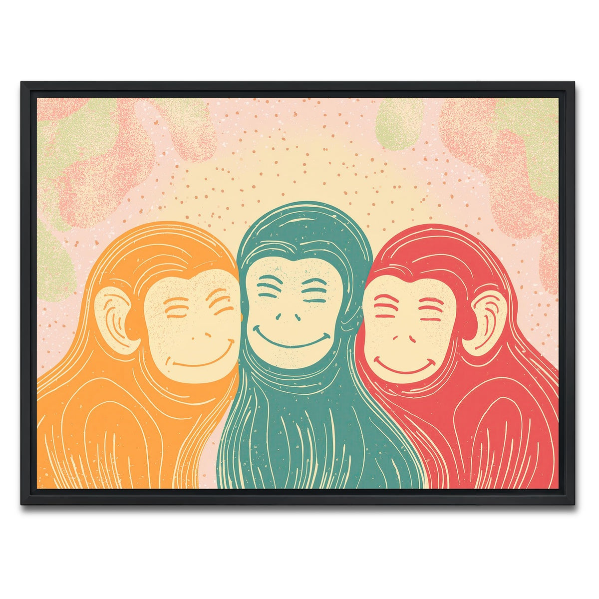 AUTO-MOCKUP WHITE | Three Monkeys Art Print | 1 Piece | Black Framed Canvas | group=4x3