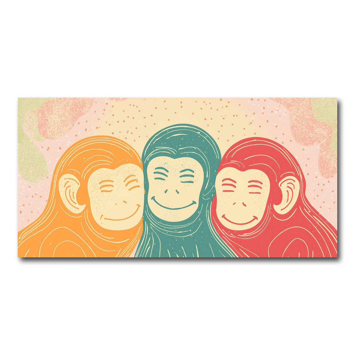 AUTO-MOCKUP WHITE | Three Monkeys Art Print | 1 Piece | Gallery Wrap Canvas | group=2x1