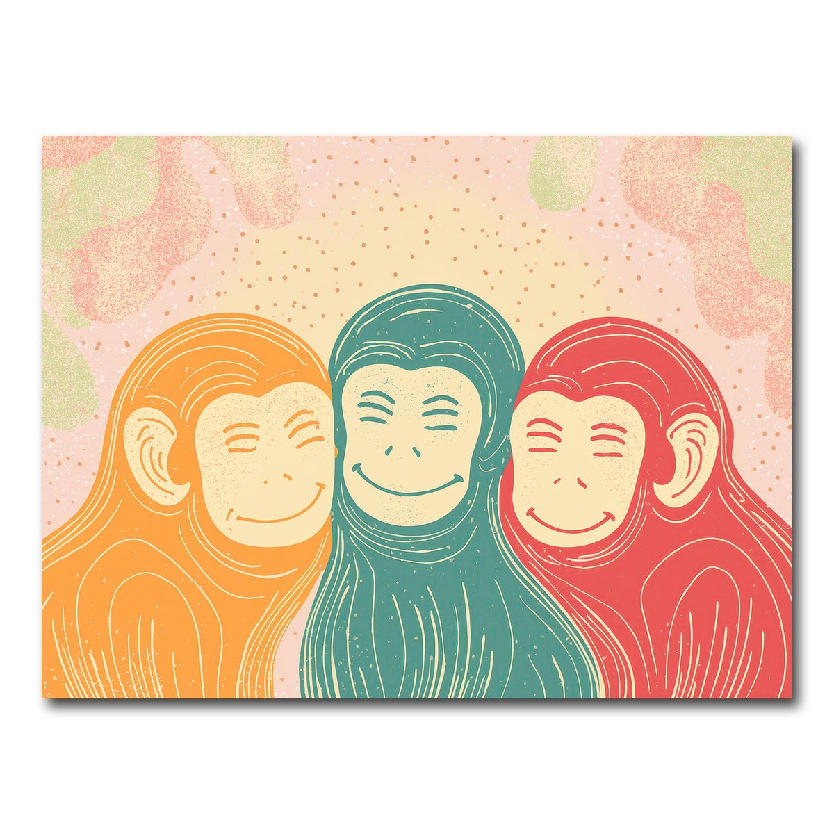 AUTO-MOCKUP WHITE | Three Monkeys Art Print | 1 Piece | Gallery Wrap Canvas | group=4x3