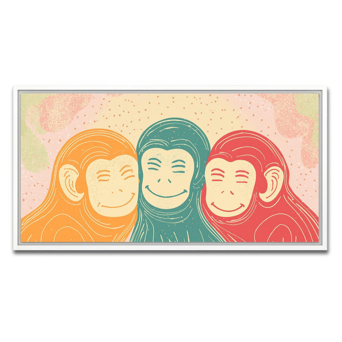 AUTO-MOCKUP WHITE | Three Monkeys Art Print | 1 Piece | White Framed Canvas | group=2x1