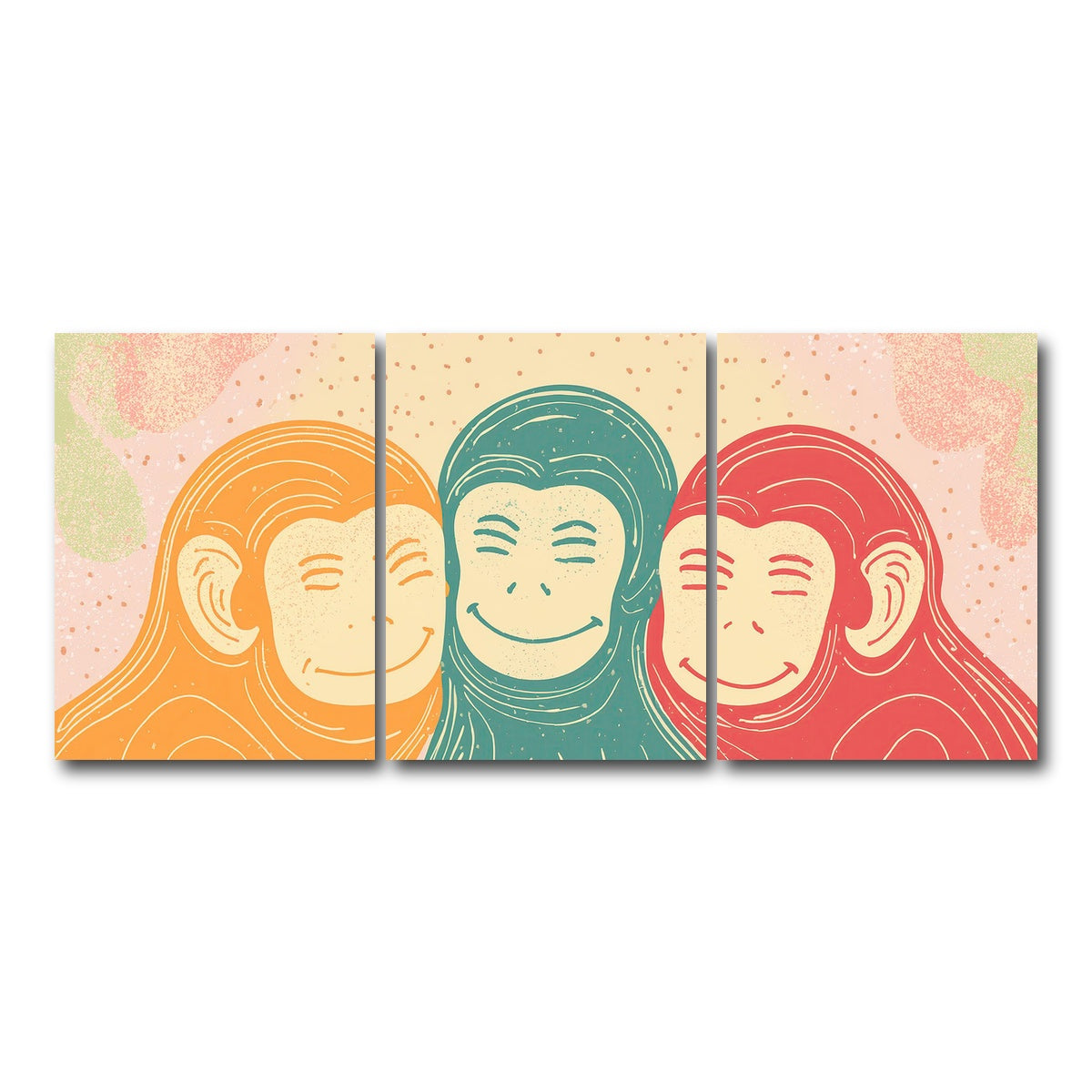 AUTO-MOCKUP WHITE | Three Monkeys Art Print | 3 Piece | Gallery Wrap Canvas | group=18x24