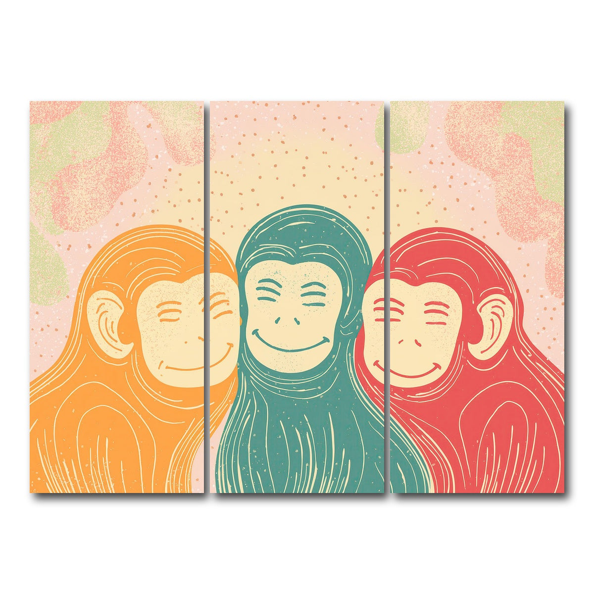 AUTO-MOCKUP WHITE | Three Monkeys Art Print | 3 Piece | Gallery Wrap Canvas | group=8x18