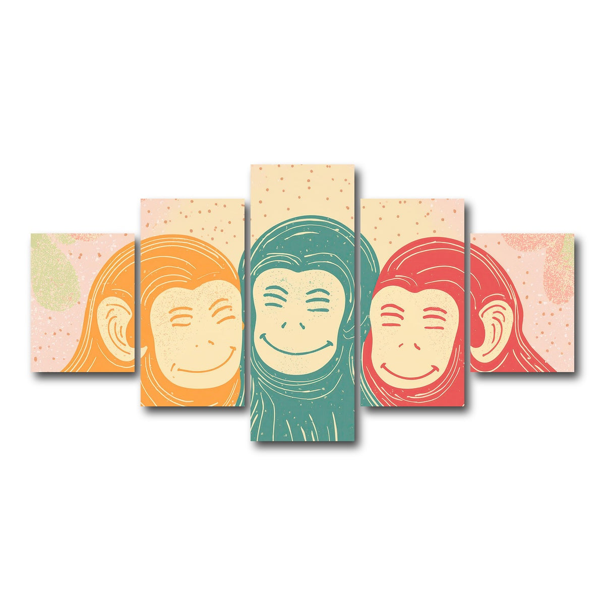 AUTO-MOCKUP WHITE | Three Monkeys Art Print | 5 Piece | Gallery Wrap Canvas | group=5_short