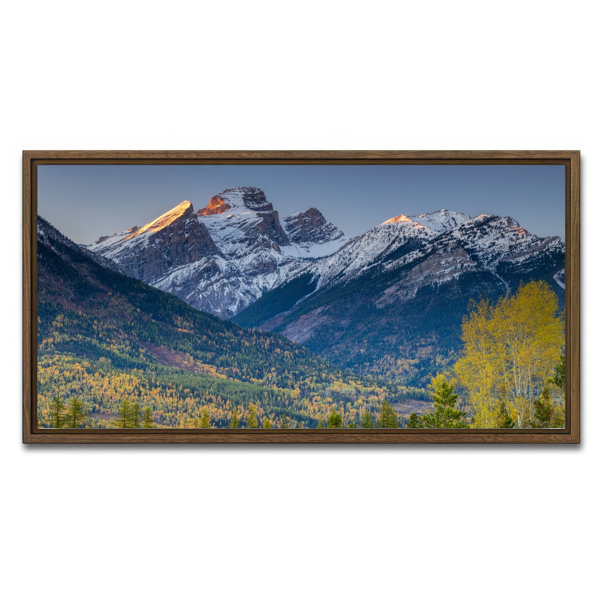 AUTO-MOCKUP WHITE | Three Sisters | 1 Piece | Walnut Framed Canvas | group=2x1