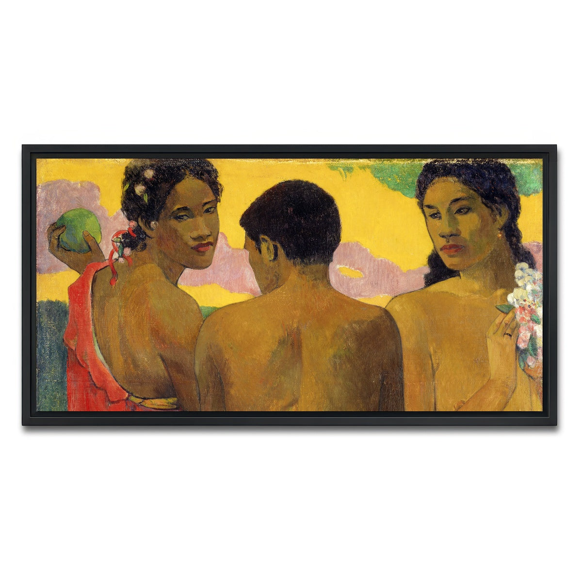 AUTO-MOCKUP WHITE | Three Tahitians | 1 Piece | Black Framed Canvas | group=2x1