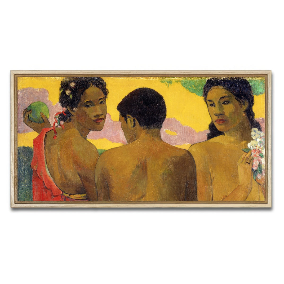 AUTO-MOCKUP WHITE | Three Tahitians | 1 Piece | Natural Framed Canvas | group=2x1