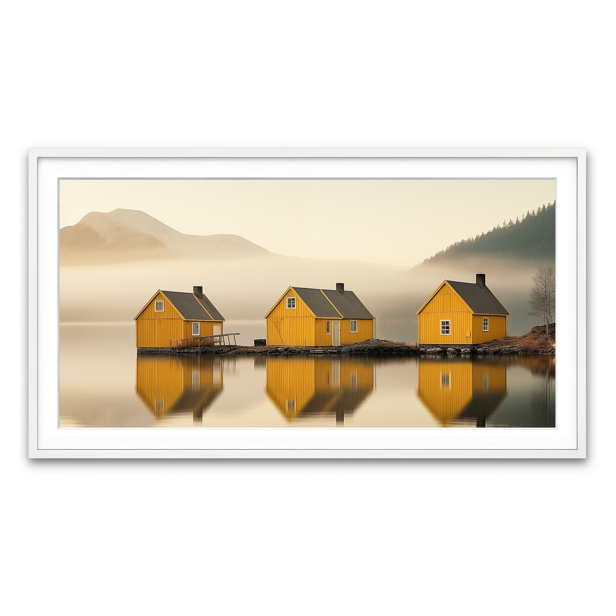 Framed Print 2x1 White