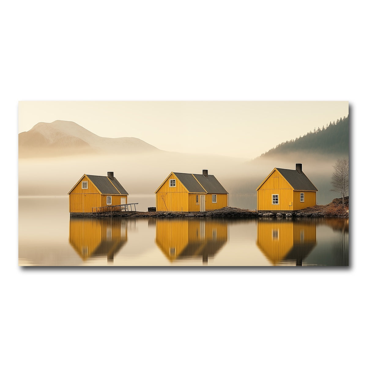 AUTO-MOCKUP WHITE | Three Yellow Houses | 1 Piece | Gallery Wrap Canvas | group=2x1
