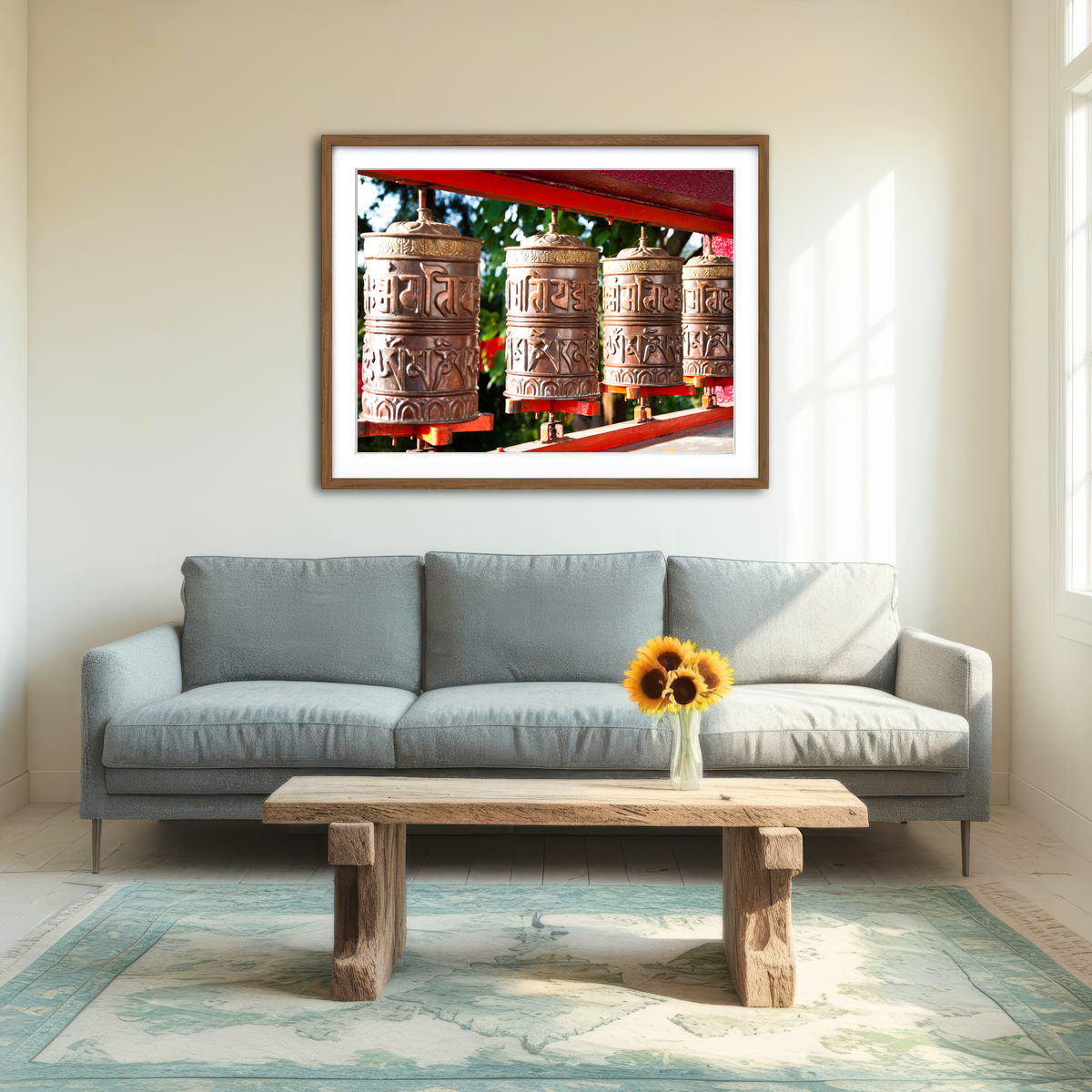 AUTO-MOCKUP ROOM | Tibetan Mantra Wheel Wall Art