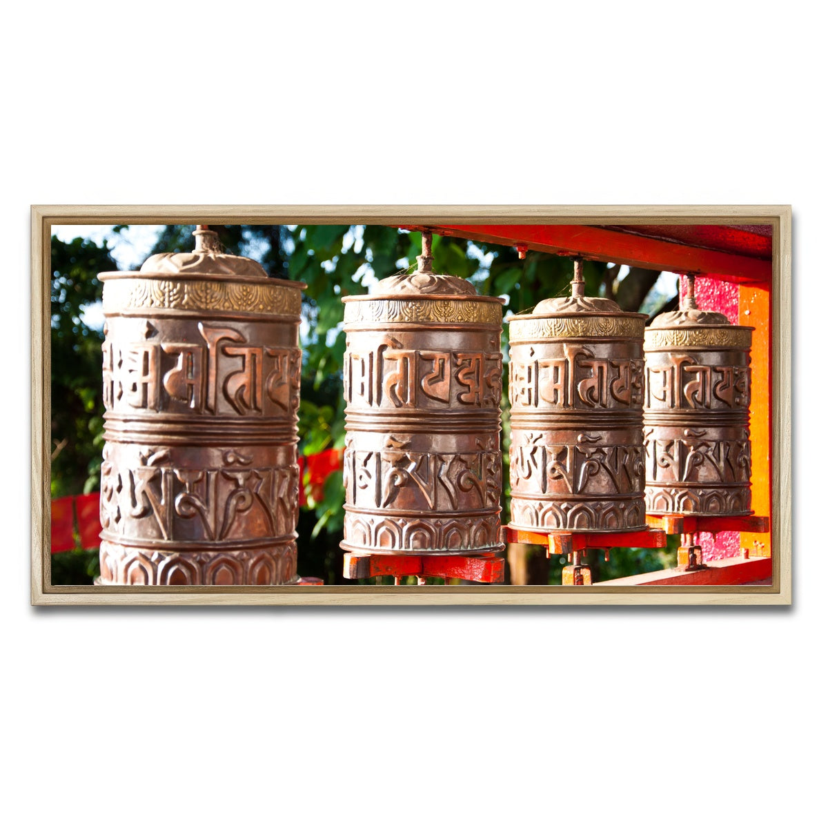 AUTO-MOCKUP WHITE | Tibetan Mantra Wheel | 1 Piece | Natural Framed Canvas | group=2x1